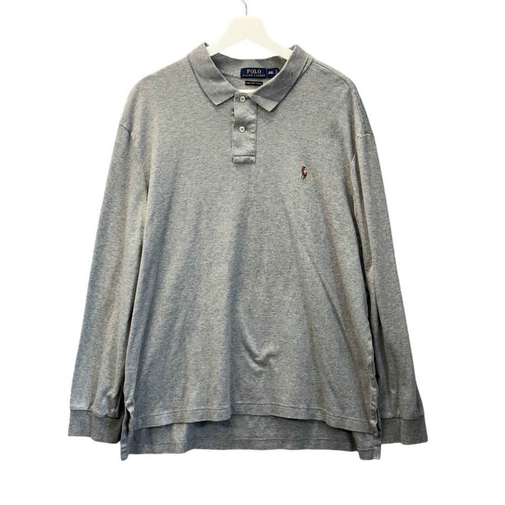 Polo Ralph Lauren Men's 2XL Gray Pima Soft Touch‎ Long Sleeve Polo Shirt